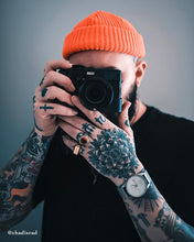 Load image into Gallery viewer, Menswear Blogger @ChadIsRad Wearning Neon Orange Beanie