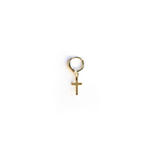 Load image into Gallery viewer, Gold Cross Hoop Earring