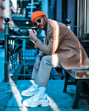 Load image into Gallery viewer, Menswear Blogger Wearing Orange Micro Beanie